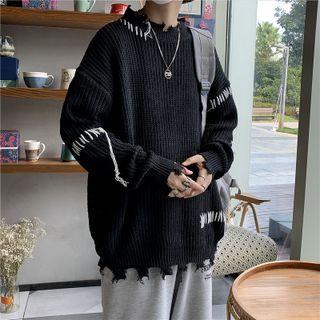 Lace-up Distressed Sweater