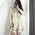 Long Sleeve Bow Front Knit Dress