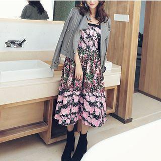 Flower Print Spaghetti Strap Midi Dress