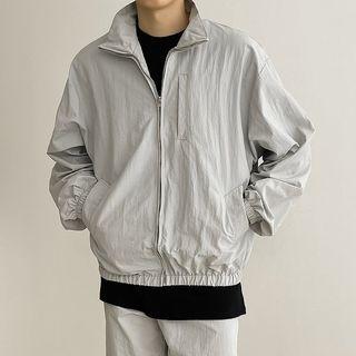 Banded-hem Zip-up Windbreaker