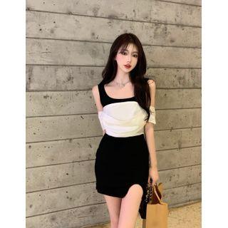Short-sleeve Off-shoulder Top / Mini Sheath Tank Dress