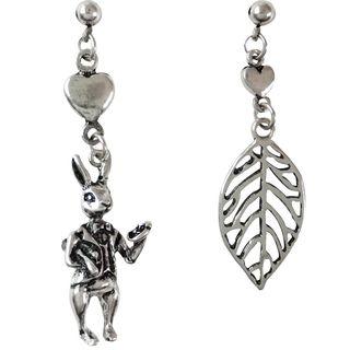 Non-matching Leaf & Rabbit Dangle Earring
