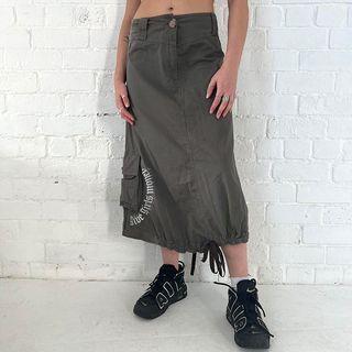 High-waist Lettering Print Midi A-line Skirt