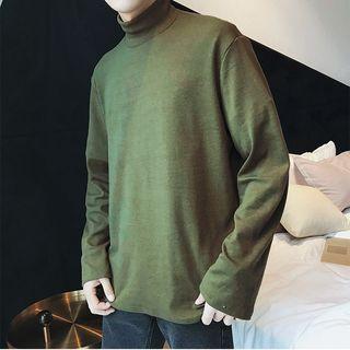 Stand-collar Plain Long-sleeve Top