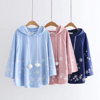 Pom Pom Snowflake Print Hoodie