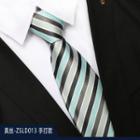 Genuine Silk Striped Neck Tie Zsld013 - Blue - One Size