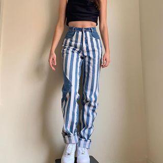 Striped Straight Leg Jeans