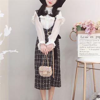 Side Tie Tweed Suspender Dress