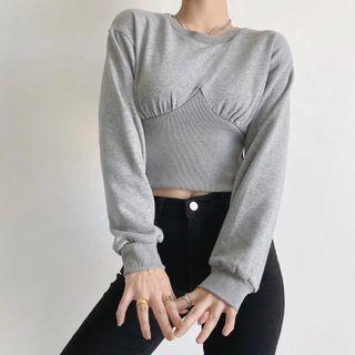 Cropped Fitted-bodice Sweatshirt