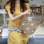 Petal-sleeve Band-waist Dress