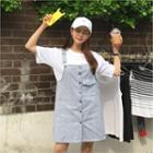 Button-front Stripe Jumper Dress