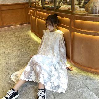 Peter Pan Collar Lace Dress White - One Size