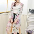 Floral Long Chiffon Cardigan