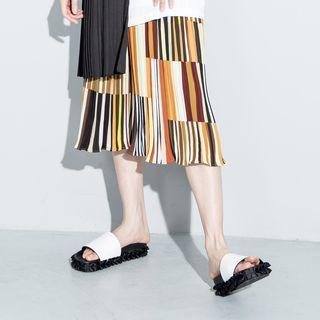 Color Block Cropped Wide-leg Pants