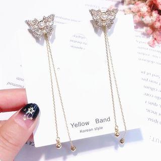 Rhinestone Butterfly Fringed Earring As Shown In Figure - One Size