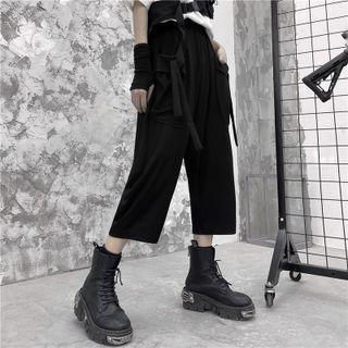 Cropped Cargo Pants Black - One Size