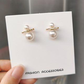 Faux Pearl Drop Earring 1 Pair - Ear Studs - S925 Silver - One Size