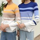 Color Block Bell-sleeve Knit Top