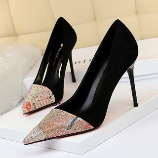 Rhinestone Pointed High-heel Stilettos