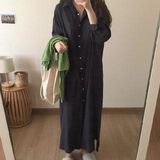 Long-sleeve Maxi Shift Shirtdress