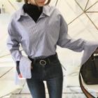 Tie-cuff Half-placket Cotton Shirt