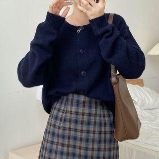 Round-neck Single-breasted Knit Cardigan