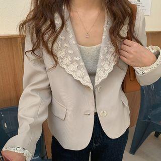 Lace Trim Single-breasted Blazer