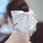 Faux Pearl Bow Hair Clip / Necklace / Floral Drop Clip-on Earring