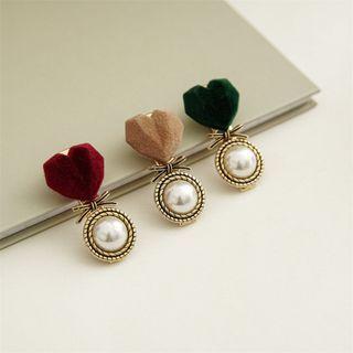 Flocking Heart Faux Pearl Hair Clip