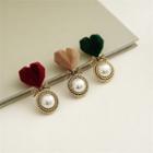 Flocking Heart Faux Pearl Hair Clip