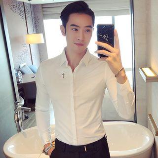Cross Embroidered Dress Shirt