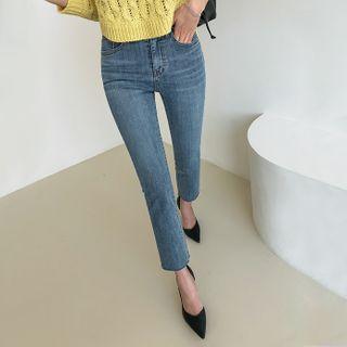 [the Denim] Cut-hem Straight Jeans