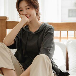 Dolman-sleeve Embroidered Hoodie