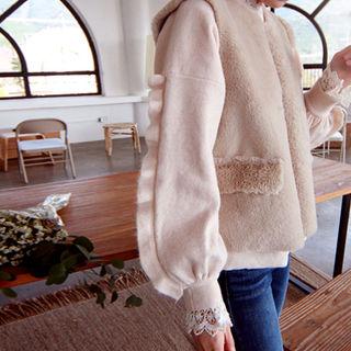 Frill-trim Balloon-sleeve Knit Top