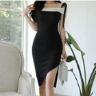Two-tone Cold Shoulder Sheath Dress