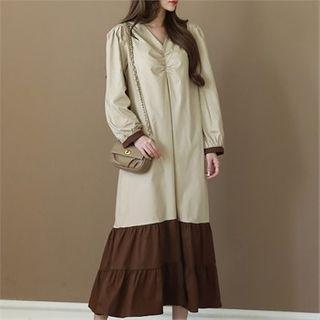 Two-tone Maxi Ruffle Dress