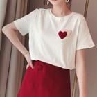 Heart Short-sleeve Top / Wrap A-line Skirt