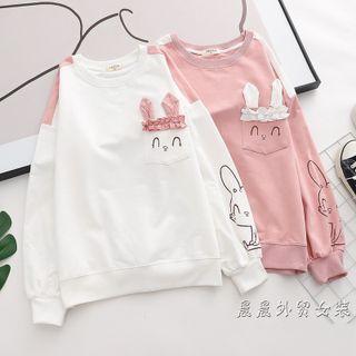 Color Block Rabbit Print Sweatshirt