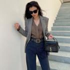 Plaid Oversize Blazer / High-waist Plaid Straight-cut Pants