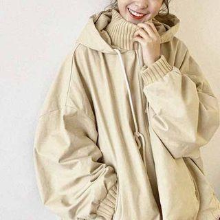 Mock Two-piece Zip Jacket Khaki - One Size