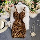 Leopard Print Strappy Sheath Dress