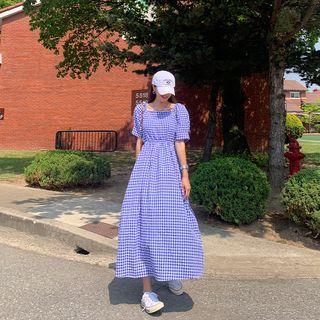 Gingham Long Empire Dress