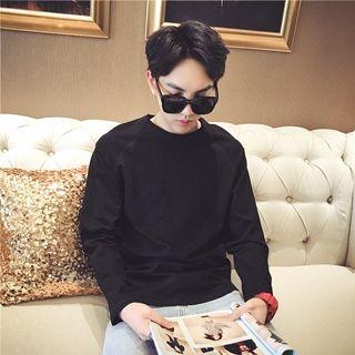 Long-sleeve Raglan Plain Top