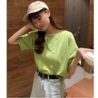 Wide Asymmetrical Button Drawstring Waist Short-sleeve T Shirt White - Xxxs