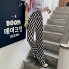 Checkerboard Straight Leg Pants Checkerboard - Black & White - One Size