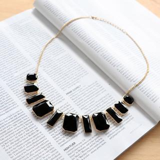 Beaded Statement Necklace Black - One Size