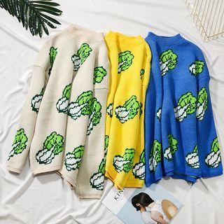 Loose-fit Cabbage-print Sweater