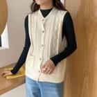 Cable-knit Vest Almond - One Size