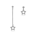 925 Sterling Silver Star Earrings With Austrian Element Crystal Silver - One Size