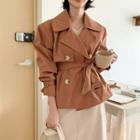 Double-breasted Belted Short Trench Jacket